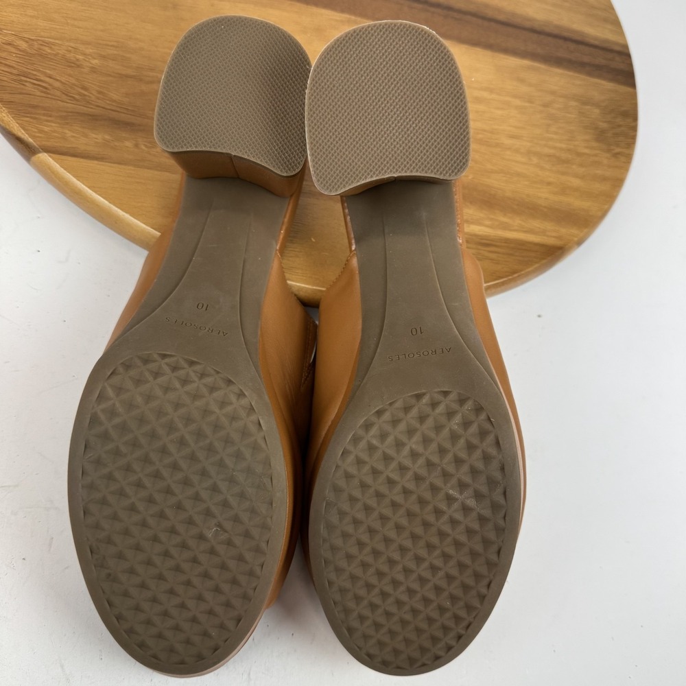 New Womens Aerosoles Cassy Brown Leather Heeled Slide Sandals Size 10 M NWOB - Picture 9 of 10